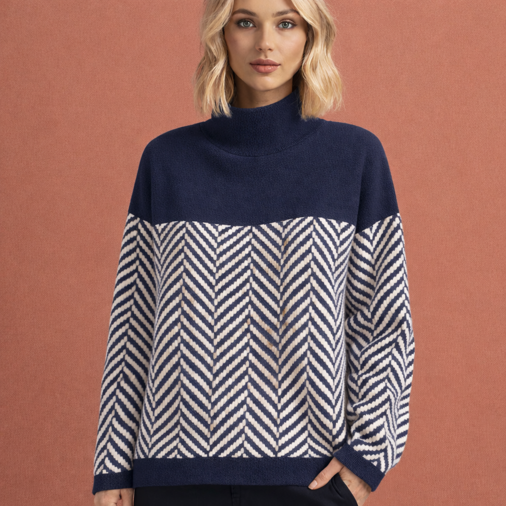 Marineblauwe elegante coltrui voor dames met comfortabele pasvorm, geschikt voor dagelijks gebruik en nette outfits.