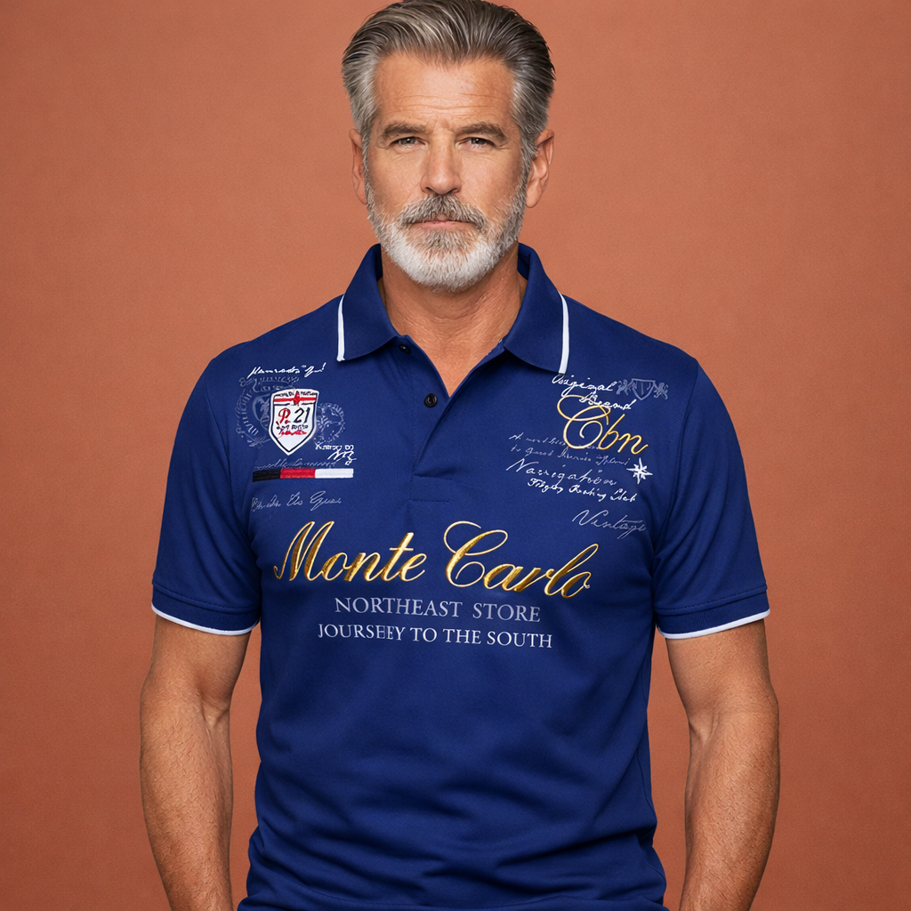 Heren polo in marineblauw met minimalistisch design, zacht en comfortabel voor casual en stijlvolle outfits.