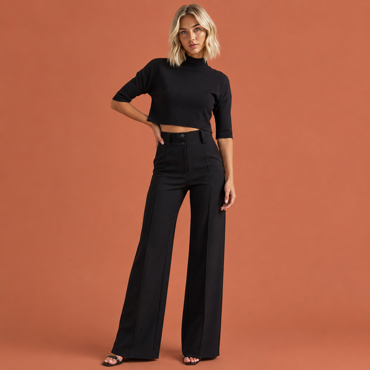 Dames set in zwart met minimalistisch design, zacht en comfortabel voor casual en stijlvolle outfits.