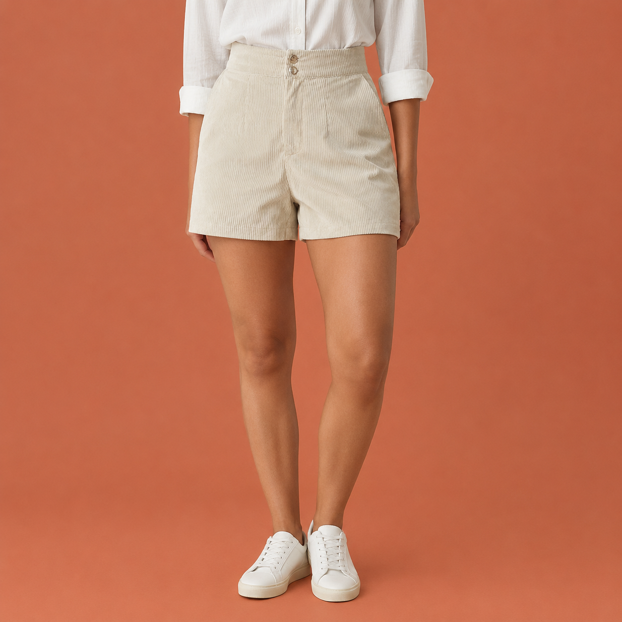 Dames pantalon in abrikoos met minimalistisch design, zacht en comfortabel voor casual en stijlvolle outfits