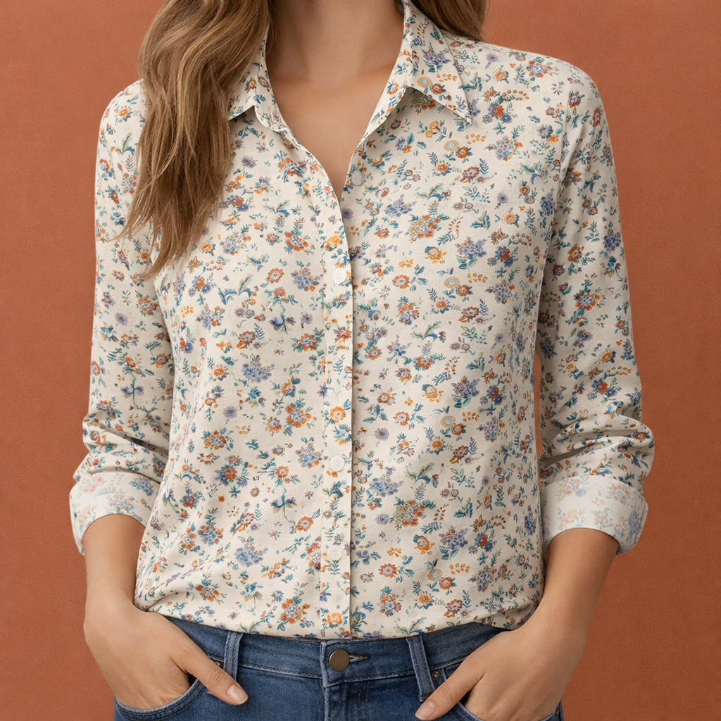 Dames blouse in beige met minimalistisch design, zacht en comfortabel voor casual en stijlvolle outfits.