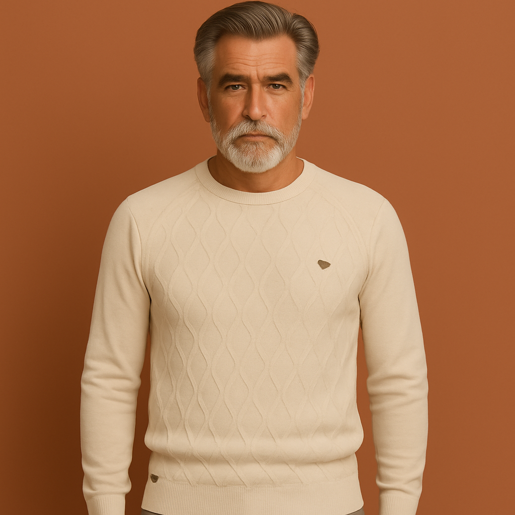 Beige heren trui met gebreid ontwerp en moderne pasvorm, ideaal voor dagelijks gebruik en casual outfits.