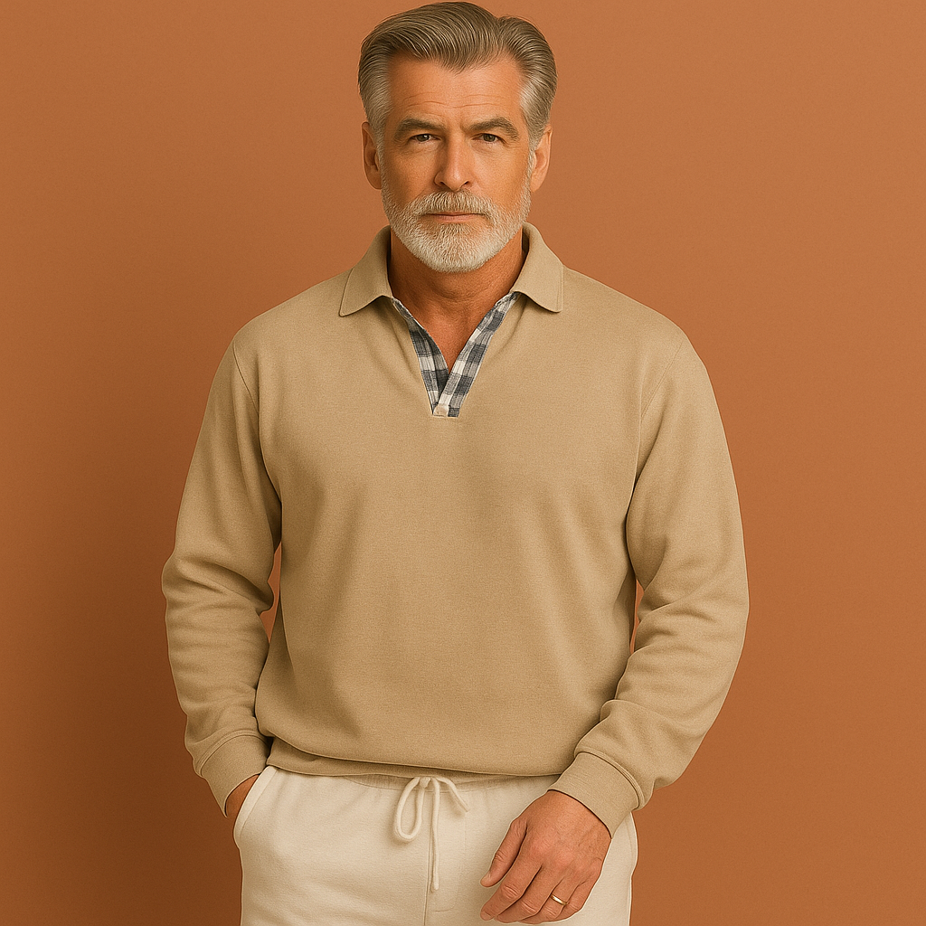 Herentrui in beige met ademend design, lichtgewicht en comfortabel voor casual zomer- en lente-outfits.