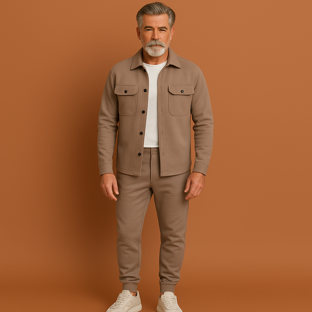 Premium heren set met tijdloos ontwerp in beige kleur, ideaal voor dagelijks gebruik en casual outfits.