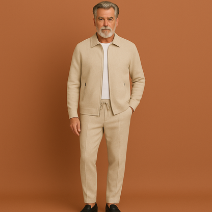 Beige trainingspak voor heren met ritsjack, geschikt voor dagelijks gebruik en casual outfits.