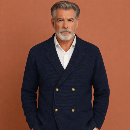 Blauw casual vest voor heren met dubbele knoopsluiting en comfortabele pasvorm, geschikt voor dagelijks gebruik en nette outfits.