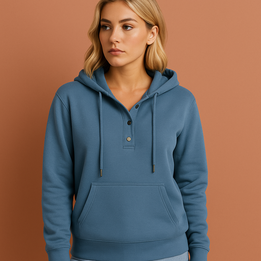 Blauw dames sweatshirt met moderne designerprint en comfortabele pasvorm, ideaal voor casual outfits.
