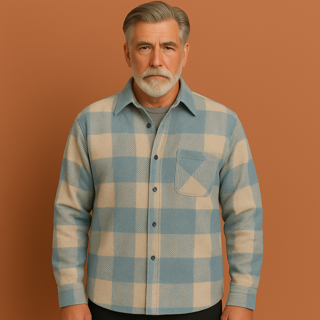 Blauw geruit overshirt voor heren met knoopsluiting, ideaal voor casual outfits en het dragen in laagjes.