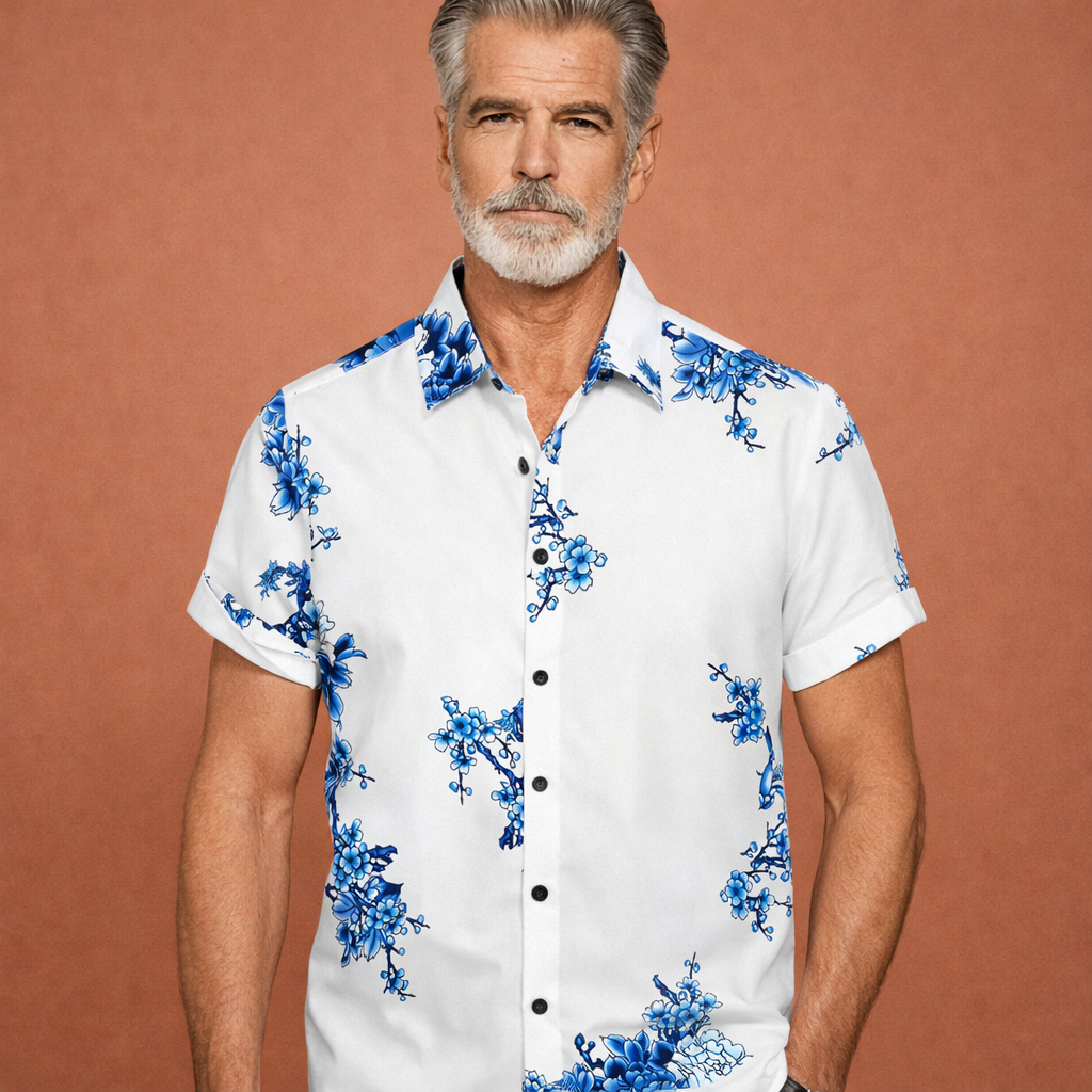 Heren overhemd in blauw met minimalistisch design, zacht en comfortabel voor casual en stijlvolle outfits.