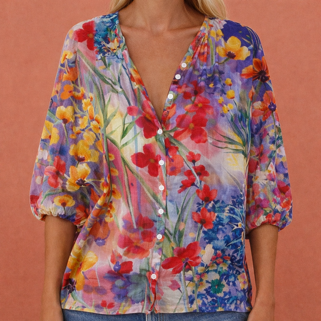 Dames blouse in blauw met minimalistisch design, zacht en comfortabel voor casual en stijlvolle outfits.