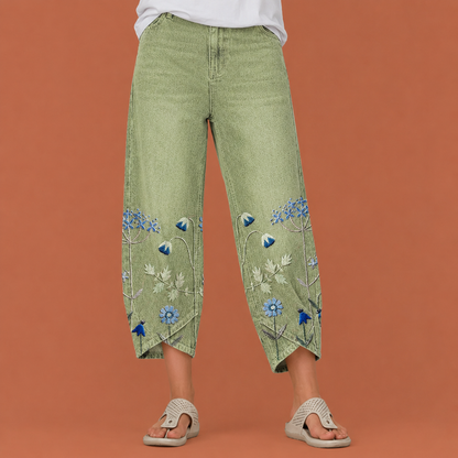 Dames comfort broek in blauw met minimalistisch design, zacht en comfortabel voor casual en stijlvolle outfits.