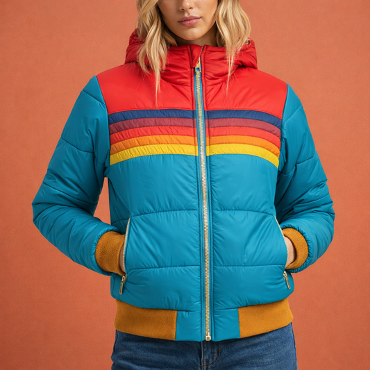 Blauwe elegante gewatteerde jas met capuchon voor dames met comfortabele pasvorm, ideaal voor dagelijks gebruik en koude dagen.