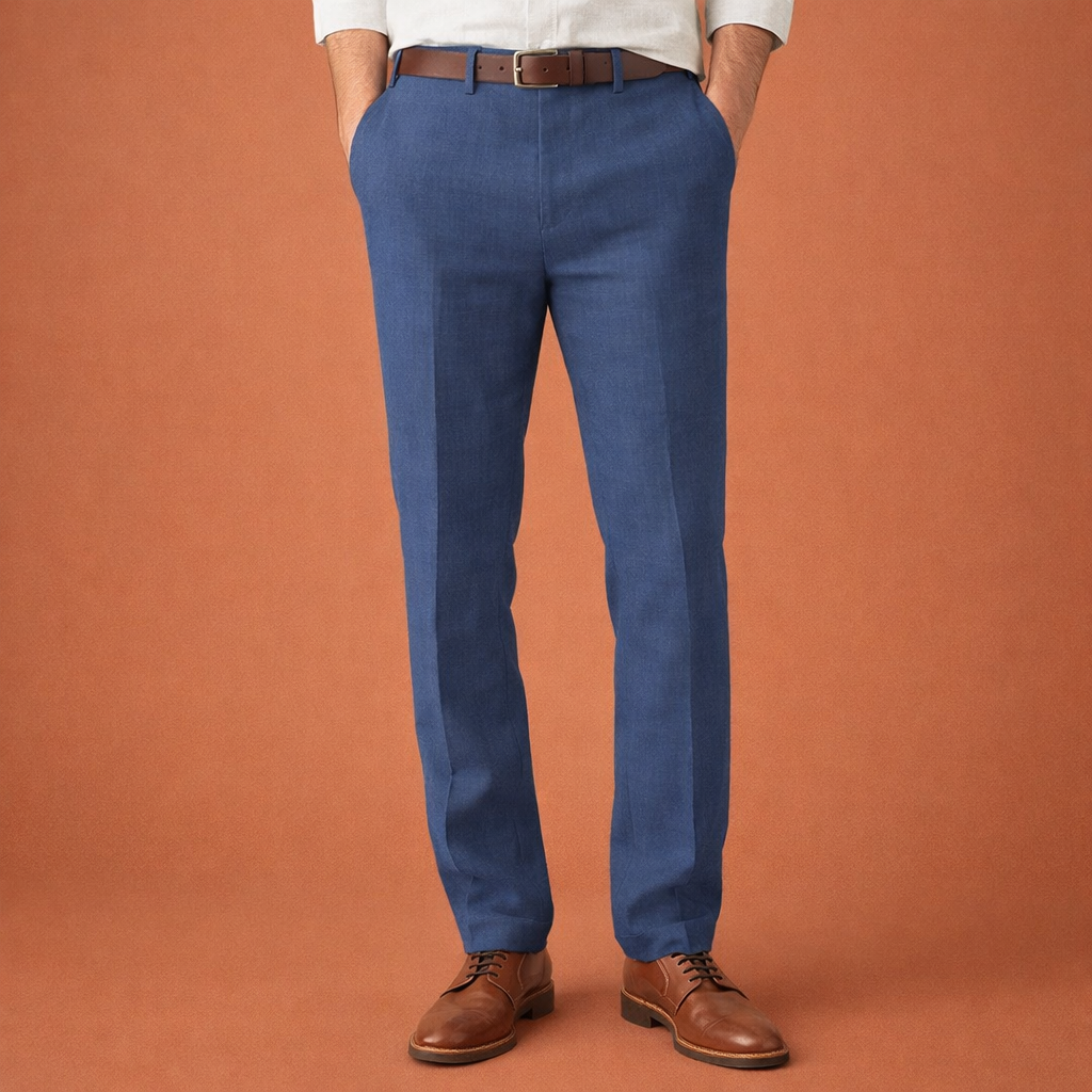 Dames broek in blauw met minimalistisch design, zacht en comfortabel voor casual en stijlvolle outfits.