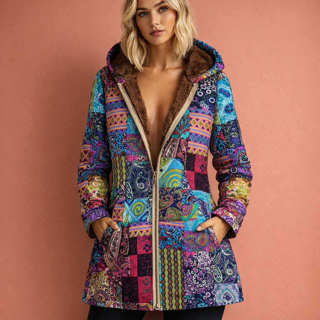 Blauwe dames jas met capuchon en comfortabele pasvorm, ideaal voor dagelijks gebruik en koude dagen.