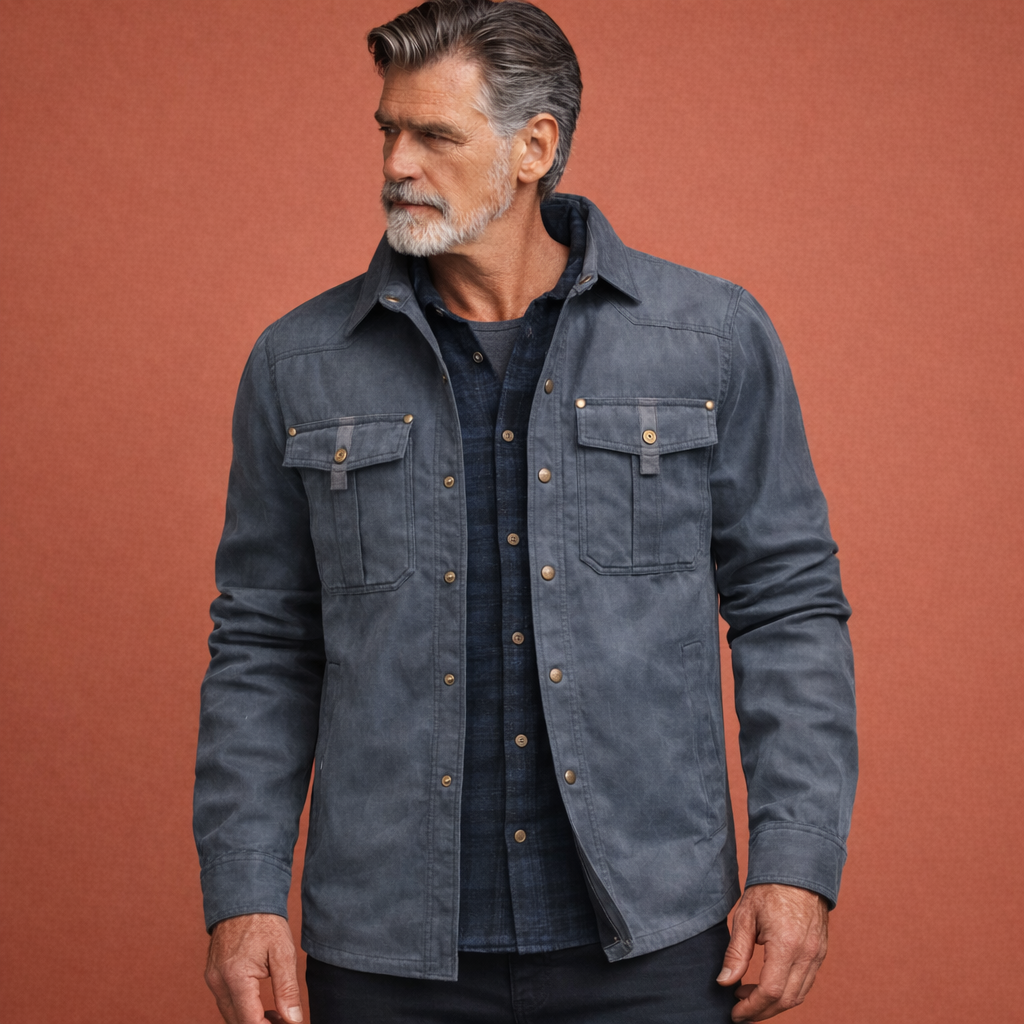 Blauwe overhemdjas voor heren met geruite voering en comfortabele pasvorm, geschikt voor dagelijks gebruik en casual outfits.
