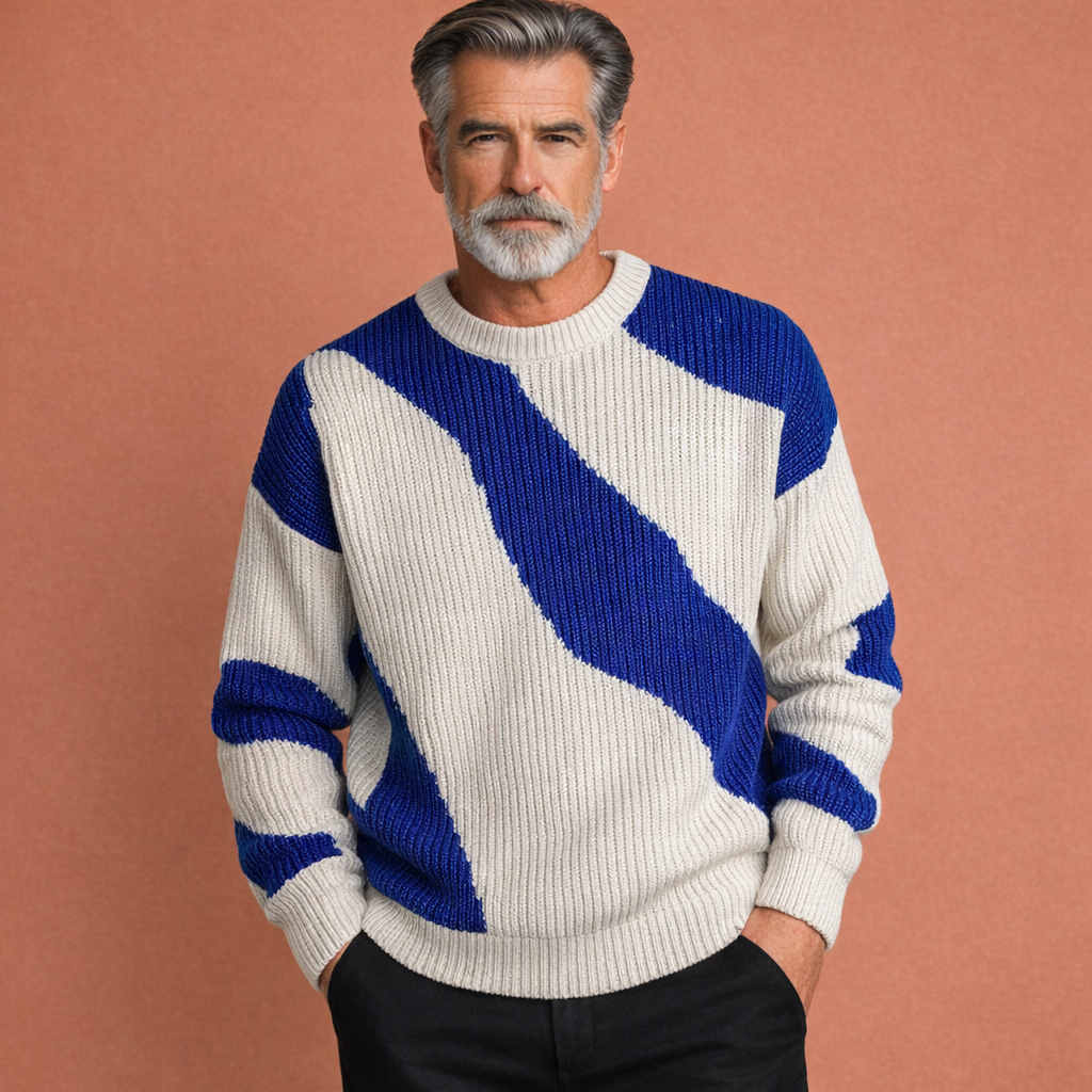 Blauwe heren pullover met comfortabele pasvorm en tijdloze uitstraling, ideaal voor dagelijks gebruik en casual outfits.