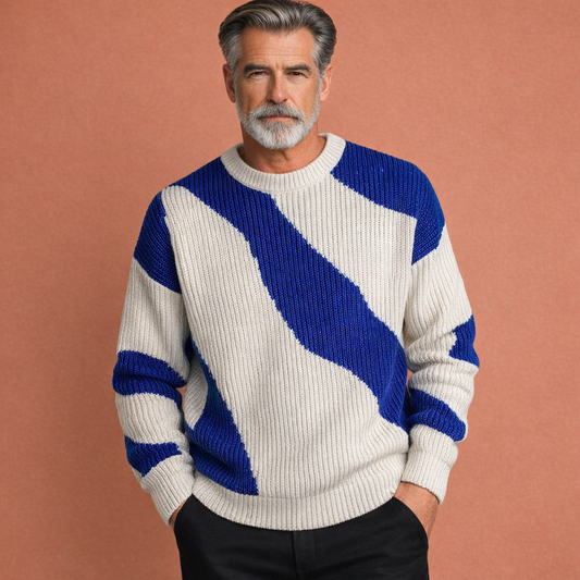 Blauwe heren pullover met comfortabele pasvorm en tijdloze uitstraling, ideaal voor dagelijks gebruik en casual outfits.