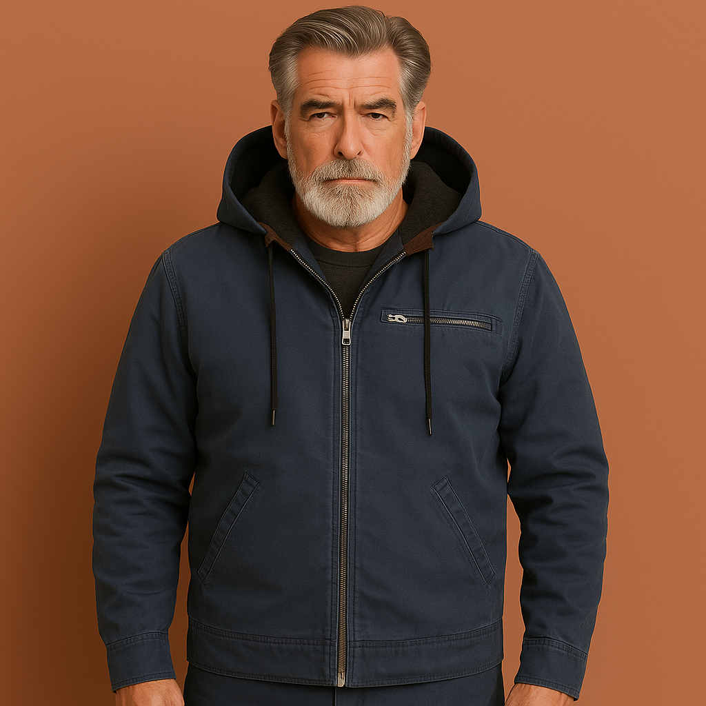 Warme hoodie jas voor heren in blauwe kleur met moderne uitstraling en comfortabele pasvorm voor koude dagen.