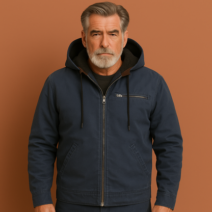 Warme hoodie jas voor heren in blauwe kleur met moderne uitstraling en comfortabele pasvorm voor koude dagen.
