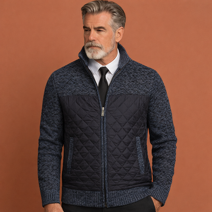 Blauwe warme stijlvolle jas voor heren met modern patroon en comfortabele pasvorm, ideaal voor dagelijks gebruik.