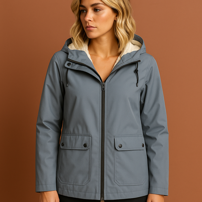 Waterdichte jas voor dames in verschillende kleuren met fleece-voering, ideaal voor koude en natte dagen.