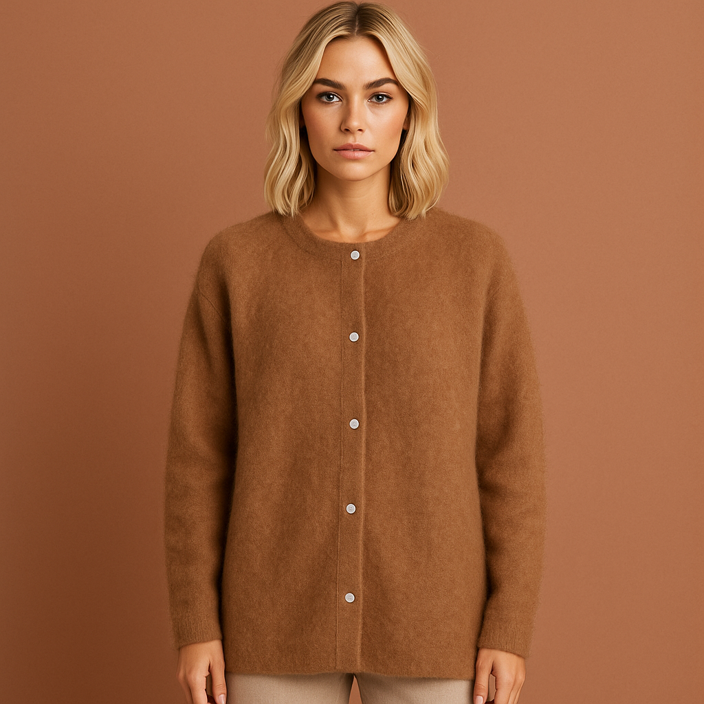 Dames vest in bruin met minimalistisch design, zacht en comfortabel voor casual en stijlvolle outfits.
