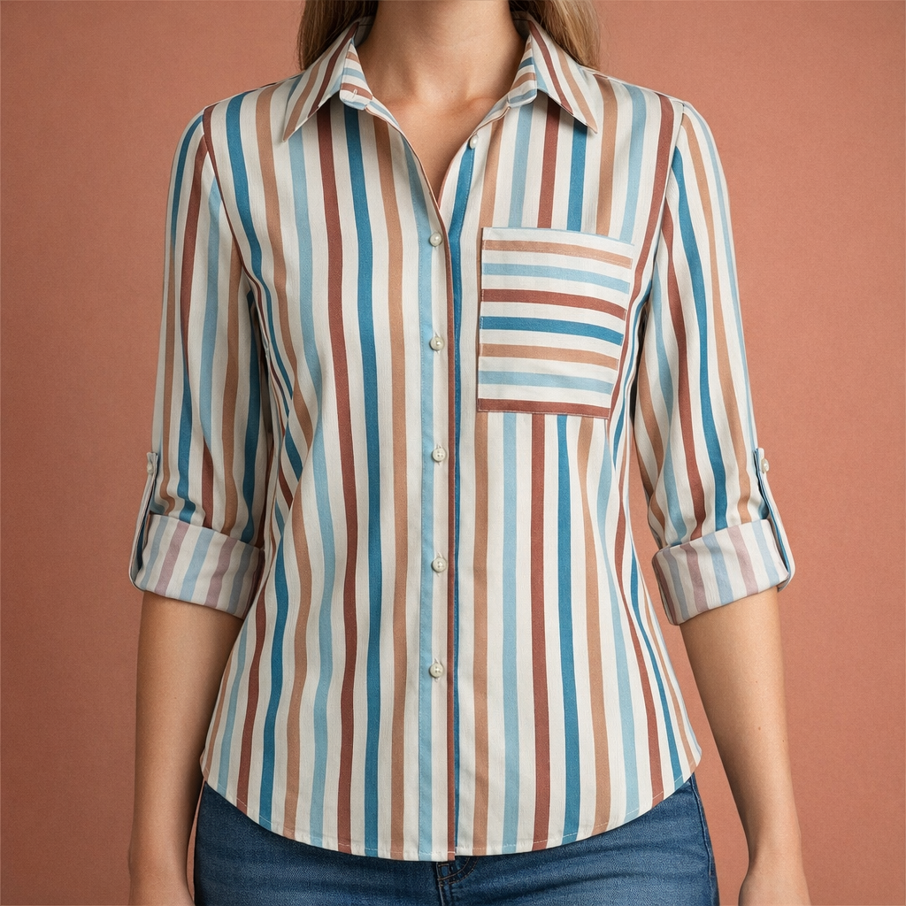 Dames blouse in bruin met minimalistisch design, zacht en comfortabel voor casual en stijlvolle outfits.