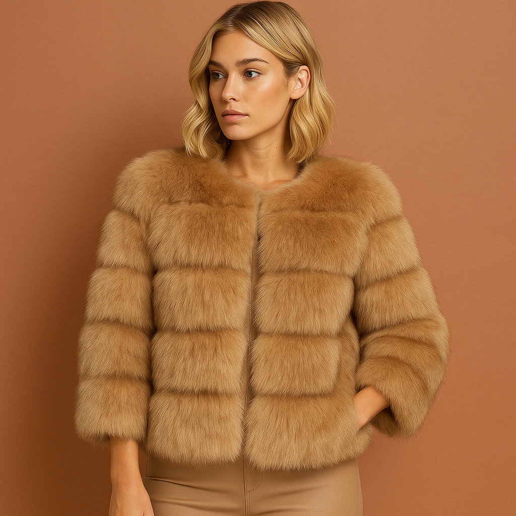 Bruine elegante damesjas met luxe uitstraling en comfortabele pasvorm, ideaal voor stijlvolle outfits.