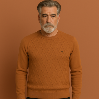 Bruine heren trui met gebreid ontwerp en moderne pasvorm, ideaal voor dagelijks gebruik en casual outfits.