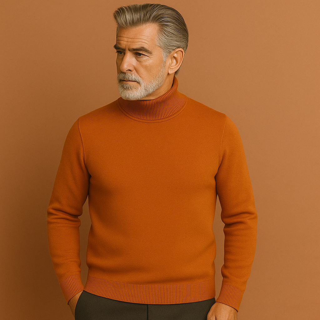 Heren coltrui in bruin met tijdloos design, zacht en comfortabel voor stijlvolle en zakelijke outfits.