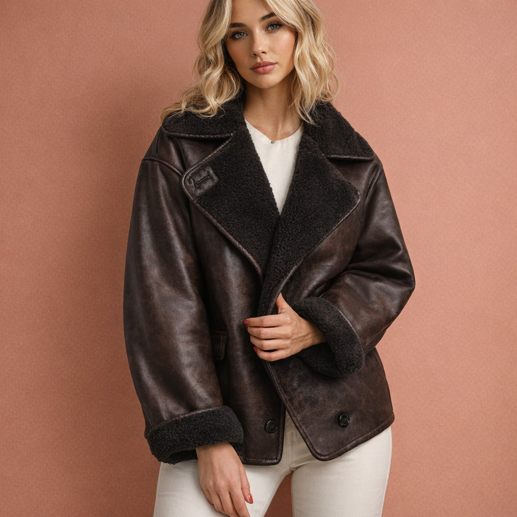 Bruine dames jas met reverskraag en comfortabele pasvorm, ideaal voor dagelijks gebruik en elegante outfits.