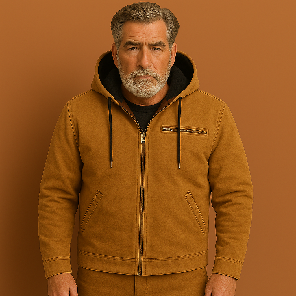 Warme hoodie jas voor heren in bruine kleur met moderne uitstraling en comfortabele pasvorm voor koude 
