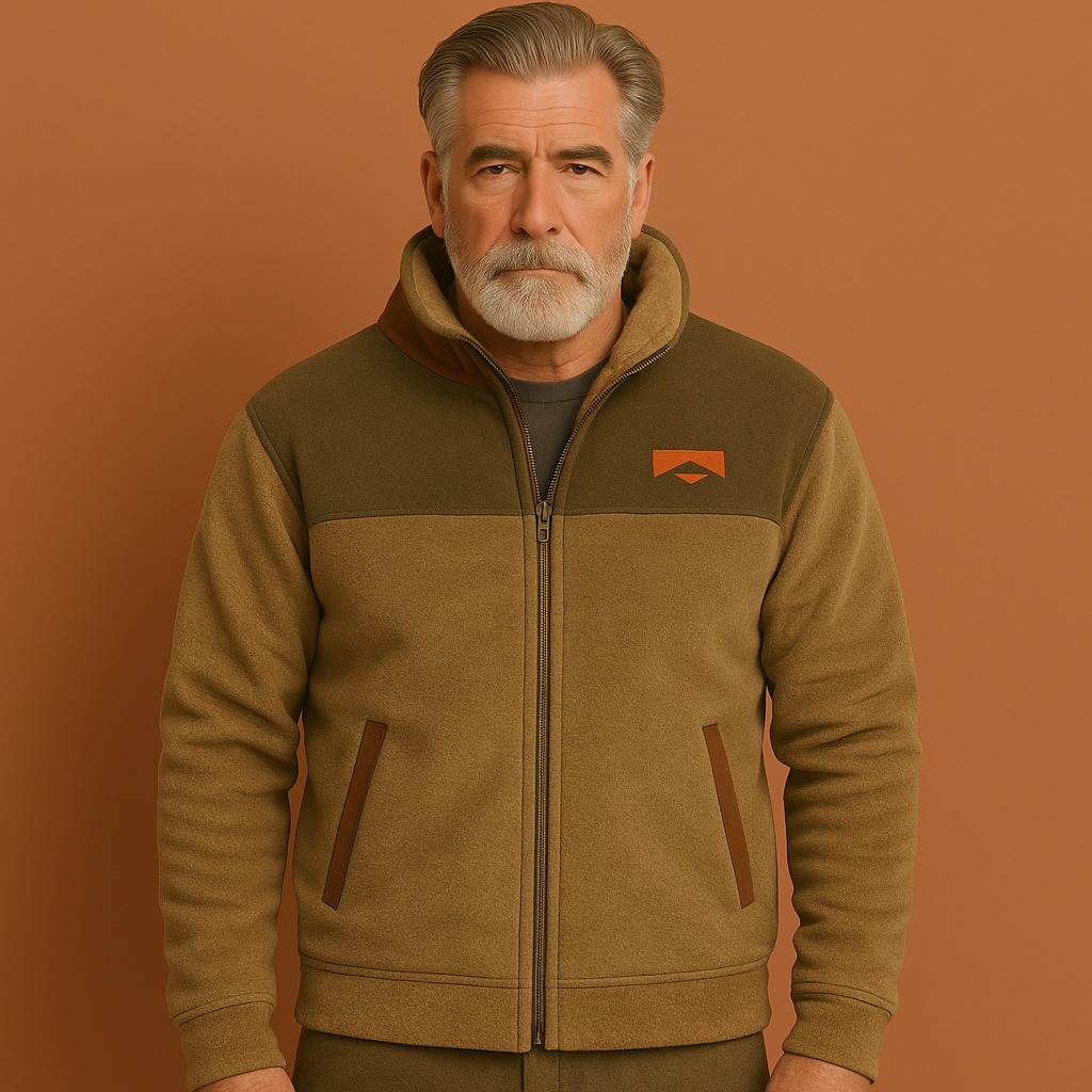 Warme zip-up winterjas voor heren in bruine kleur met zachte voering en comfortabel ontwerp voor koude dagen.