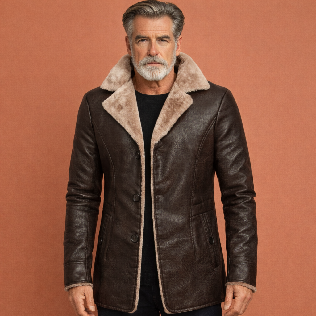 Bruine heren winterjas met comfortabele pasvorm, ideaal voor koude dagen en dagelijks gebruik.