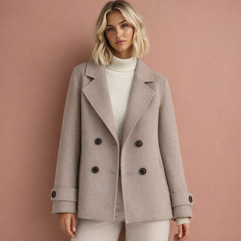 Café kleurige dames jas met reverskraag en knoopsluiting, ideaal voor dagelijks gebruik en stijlvolle outfits.