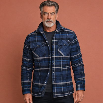 Donkerblauw heren overshirt met knoopsluiting en comfortabele pasvorm, geschikt voor dagelijks gebruik en casual outfits.
