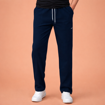 Dames broek in donkerblauw met minimalistisch design, zacht en comfortabel voor casual en stijlvolle outfits.