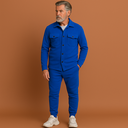 Premium heren set met tijdloos ontwerp in donkerblauwe kleur, ideaal voor dagelijks gebruik en casual outfits.