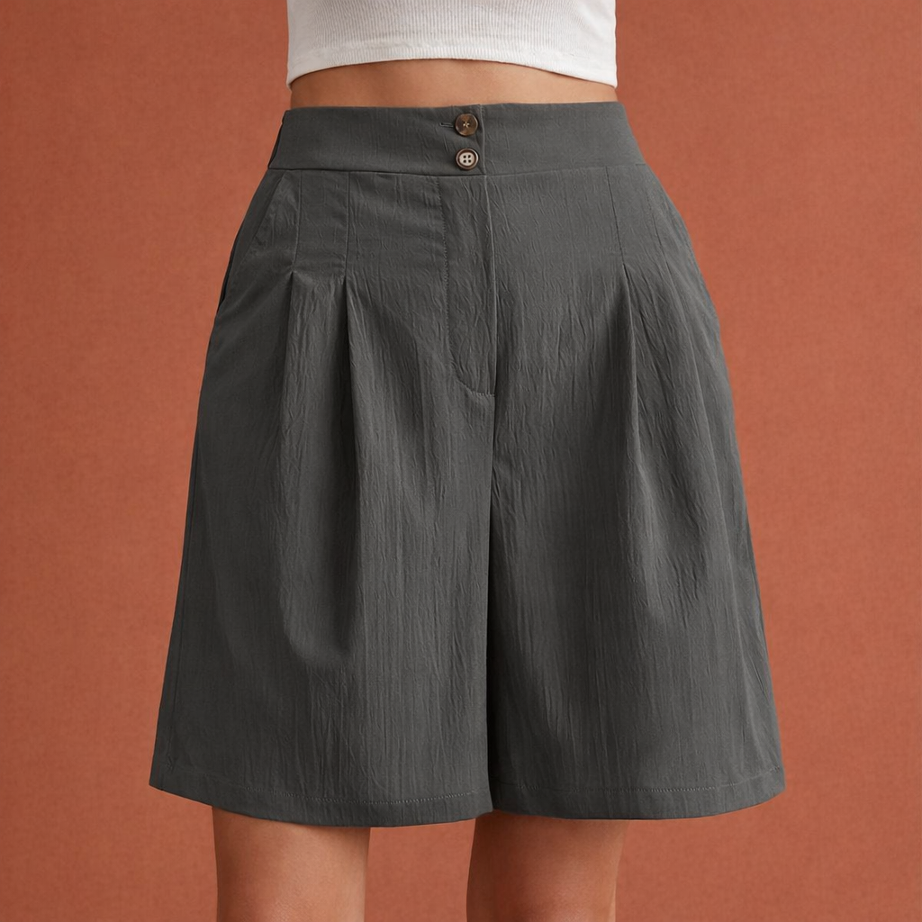 Dames wide leg shorts in donkergrijs met minimalistisch design, zacht en comfortabel voor casual en stijlvolle outfits.