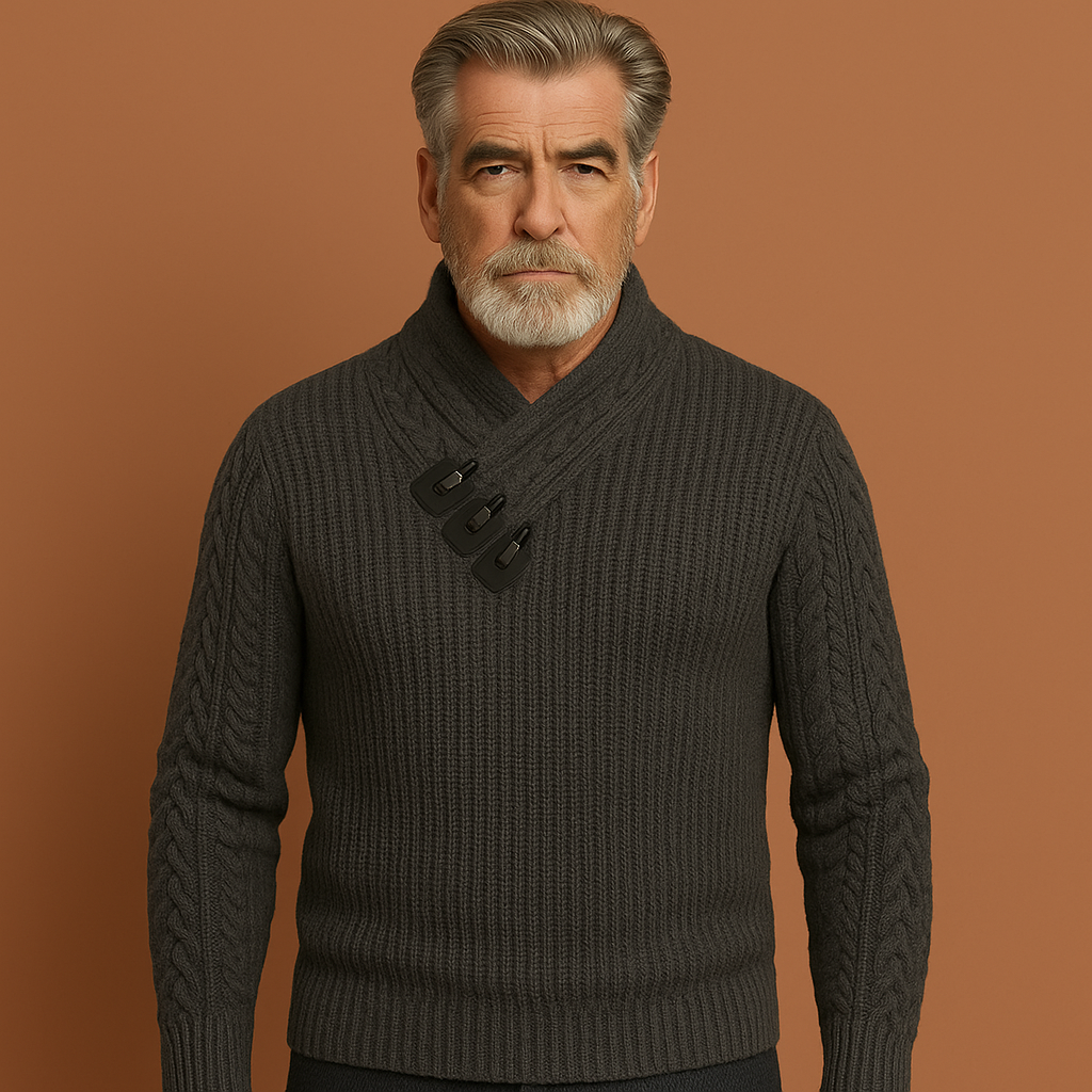 Donkergrijze heren sweater met gebreid ontwerp en comfortabele pasvorm, ideaal voor dagelijks gebruik en casual outfits.