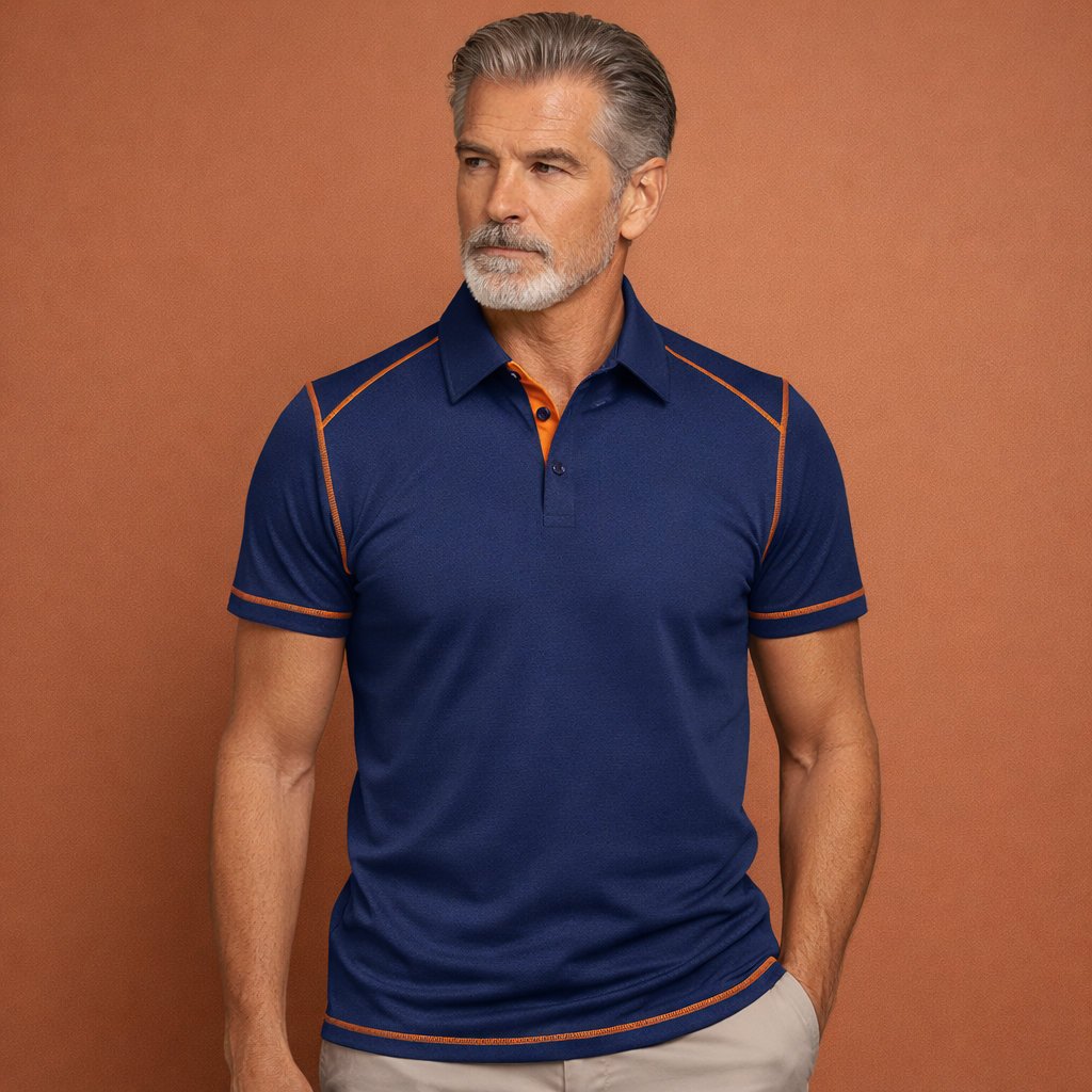Heren polo in donkergrijs met minimalistisch design, zacht en comfortabel voor casual en stijlvolle outfits.