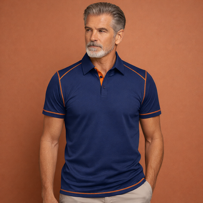Heren polo in donkergrijs met minimalistisch design, zacht en comfortabel voor casual en stijlvolle outfits.