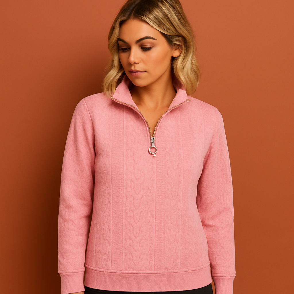 Elfenbeinwit half-zip dames sweatshirt met comfortabele pasvorm voor casual outfits en dagelijks gebruik.