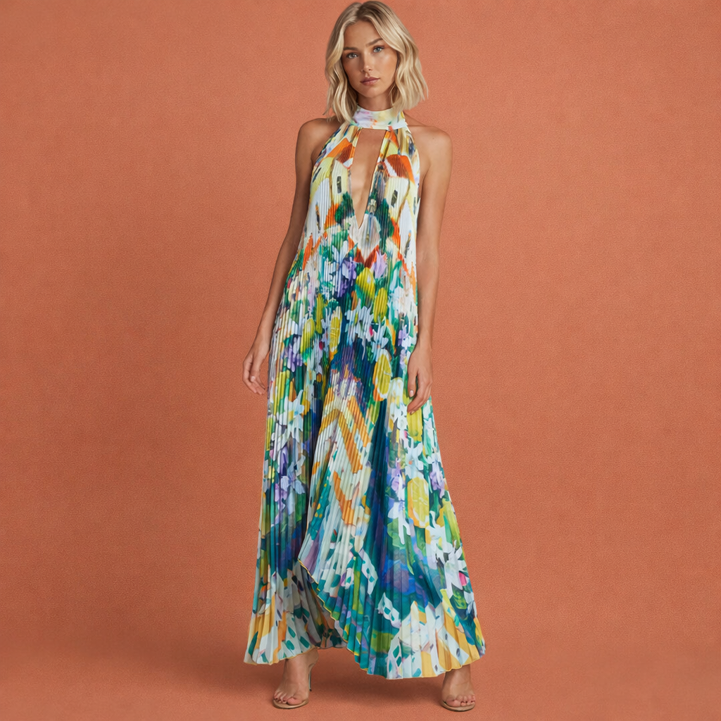 Dames maxi jurk in geel met minimalistisch design, zacht en comfortabel voor casual en stijlvolle outfits.