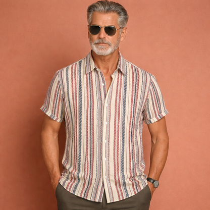 Heren gestreept overhemd in gemengd met minimalistisch design, zacht en comfortabel voor casual en stijlvolle outfits.