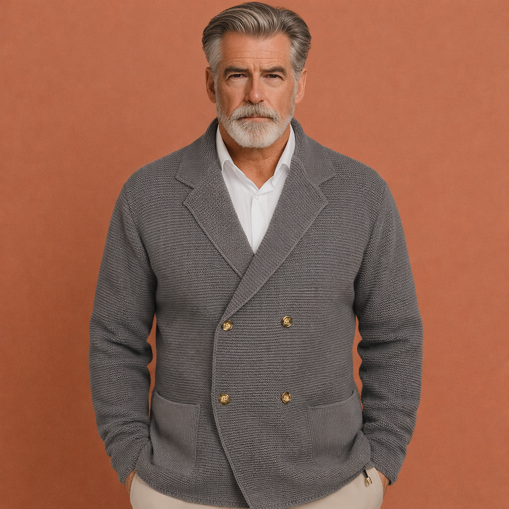Grijs casual vest voor heren met dubbele knoopsluiting en comfortabele pasvorm, geschikt voor dagelijks gebruik en nette outfits.