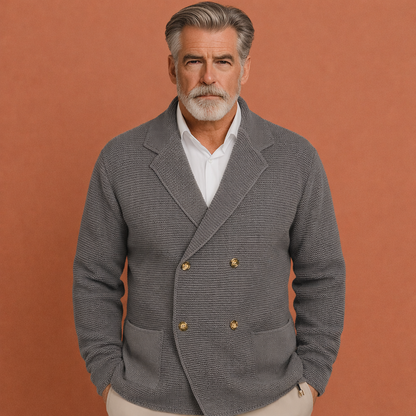 Grijs casual vest voor heren met dubbele knoopsluiting en comfortabele pasvorm, geschikt voor dagelijks gebruik en nette outfits.