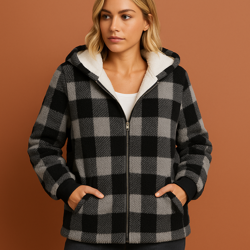 Fleece vest met ruitpatroon voor dames in grijze kleur, ideaal voor koude dagen en casual outfits.