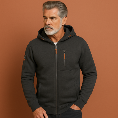 Grijs heren herfstvest met ritssluiting en comfortabele pasvorm, ideaal voor frisse dagen en stijlvolle outfits.