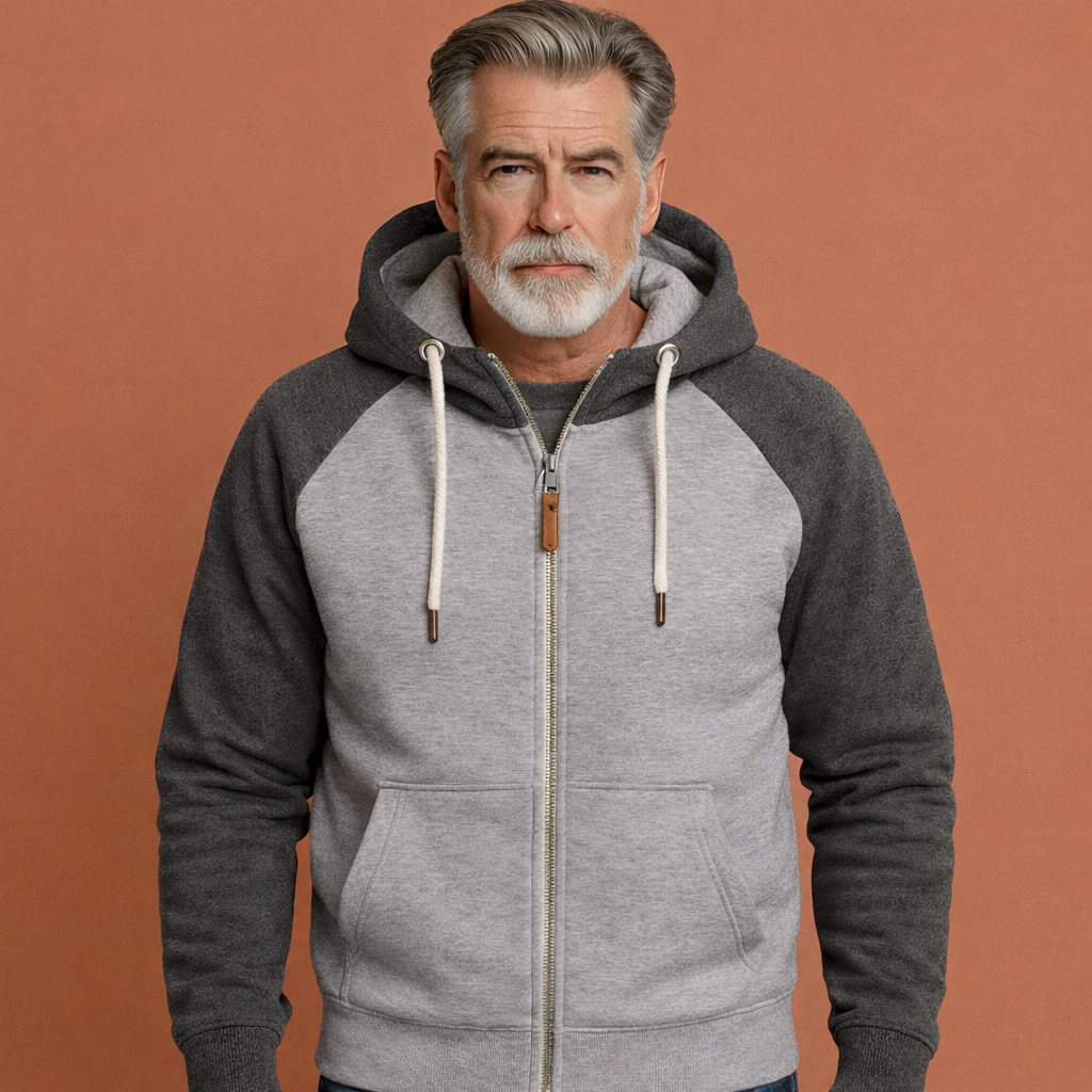 Grijs lichtgrijze moderne heren sportjas met capuchon en comfortabele pasvorm, ideaal voor dagelijks gebruik en casual outfits.
